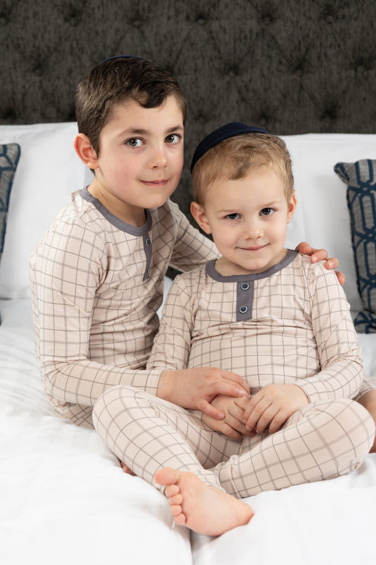 Checked Robe Set Girls