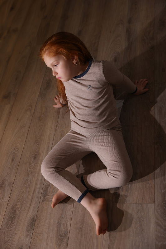 Contrast Seams Babygrow Beige