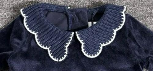 Navy Collar Girls Robe Set